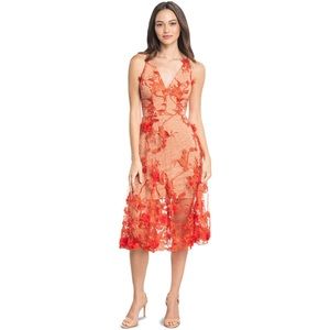 NWT Dress The Population Audrey Dress in Poppy Nude Orange